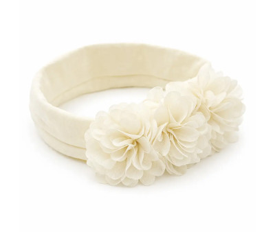 Banda Flores Gasa Beige para Bebé