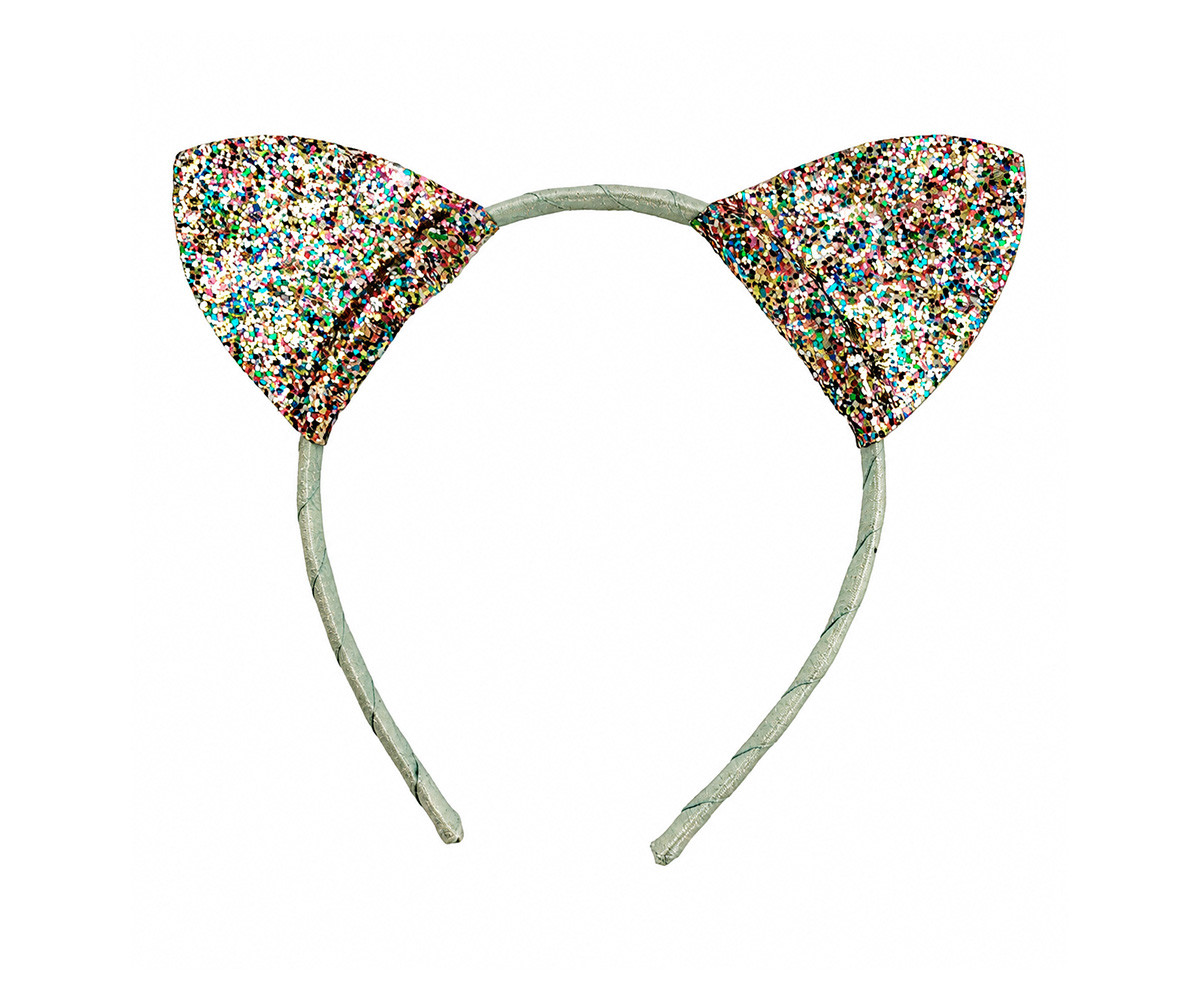 Diadema Gatito Glitter Verde