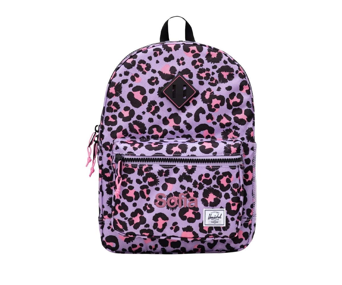 Zaino Herschel Heritage Kids Leopard Sachet Pink Personalizzabile