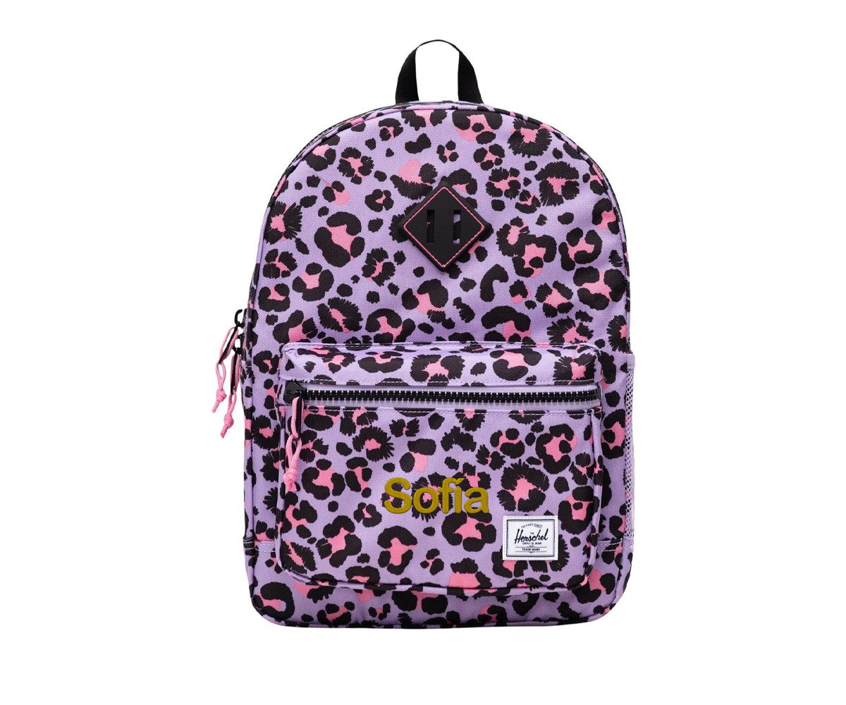 Zaino Herschel Heritage Kids Leopard Sachet Pink Personalizzabile