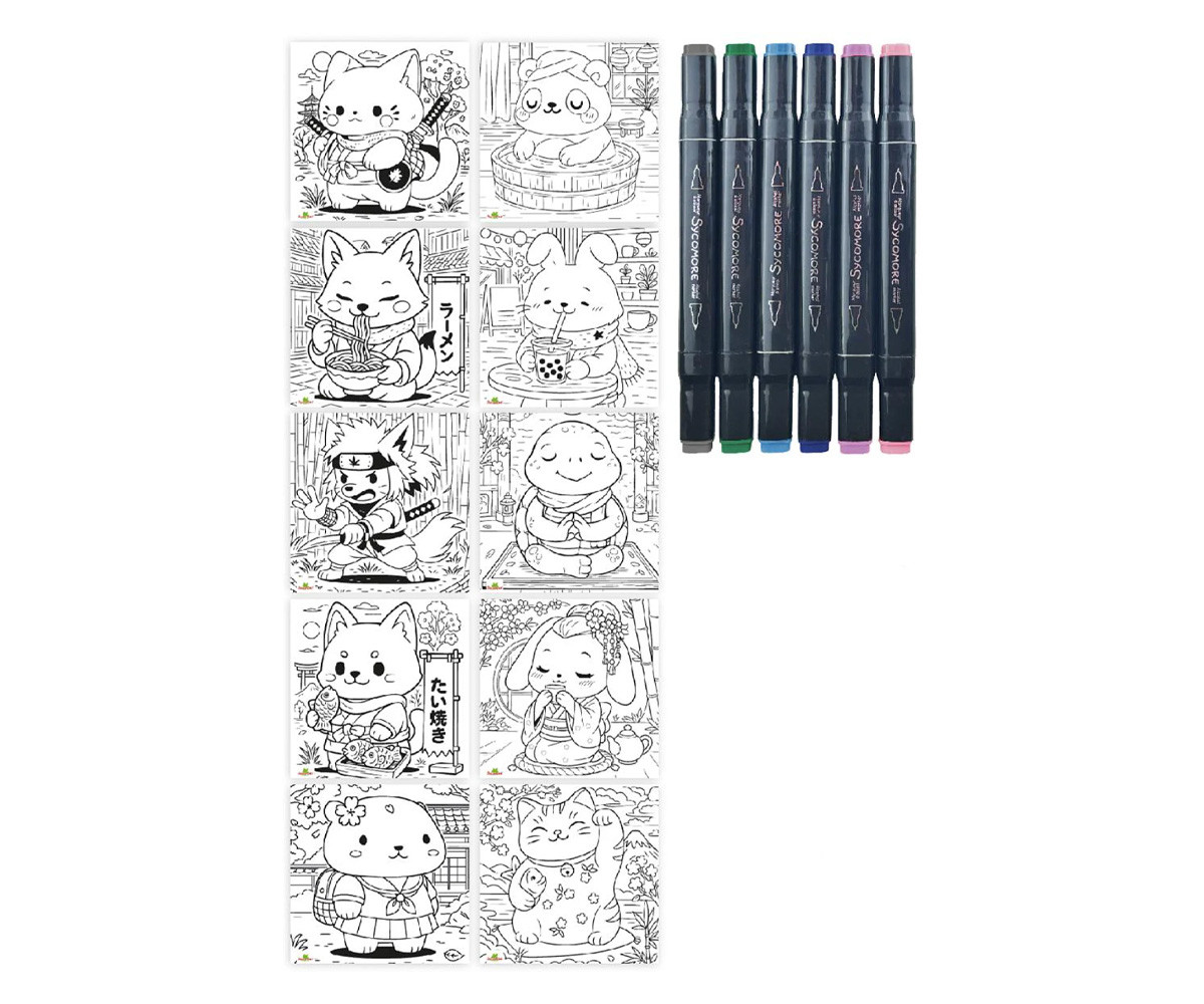 Caja Creativa S Kawaii Animals con Rotuladores Doble Punta