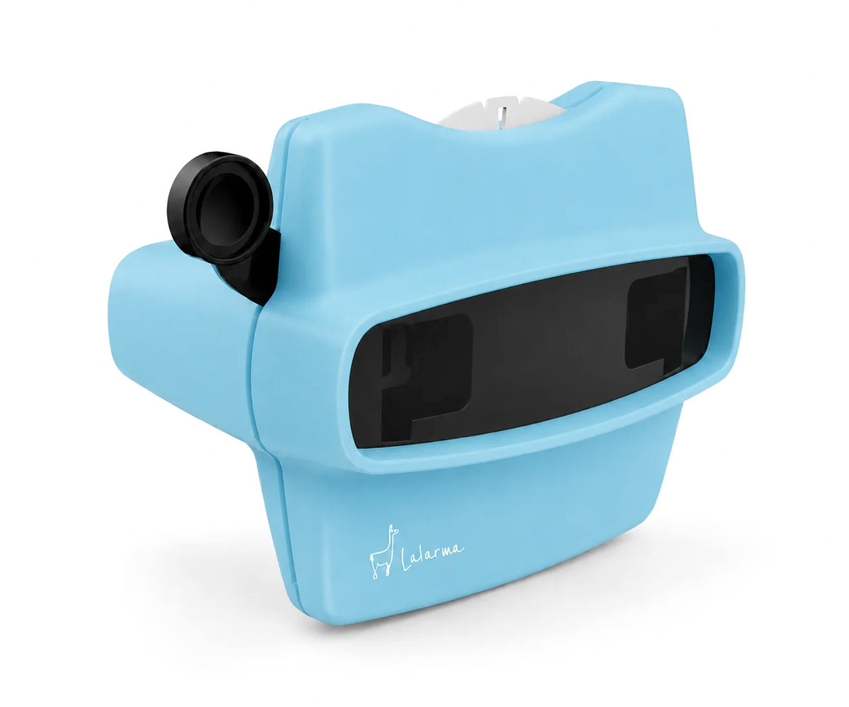 Visualizador azul 3D retrô