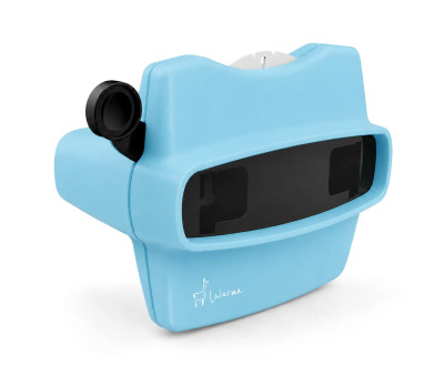 Visualizador azul 3D retrô