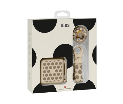 Set de Regalo BIBS Baby Soothe & Go Polka Dark Oak/Vanilla