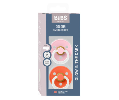 2 Chupetes Nocturnos BIBS Colour Round Tango Glow/Baby Pink Glow