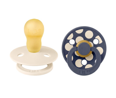 2 Chupetes BIBS Colour Round Polka Ivory/Deep Space