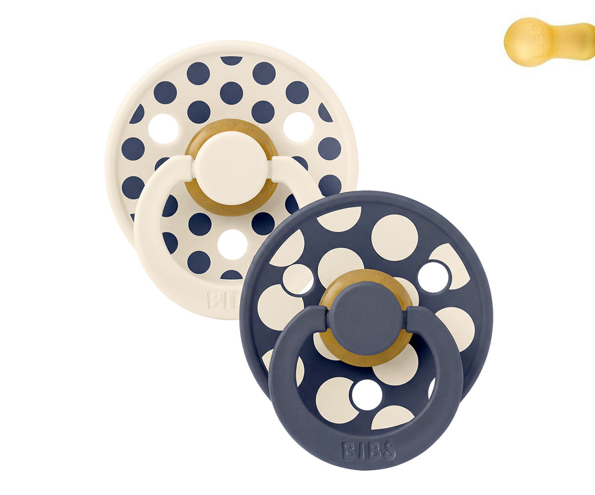 2 Chupetes BIBS Colour Round Polka Ivory/Deep Space
