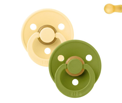 2 Chupetes BIBS Colour Round Pale Butter/Wasabi