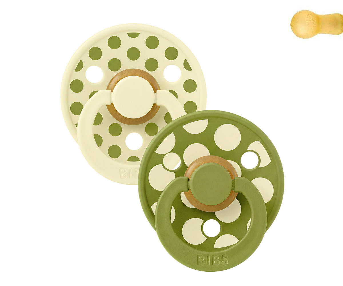 2 Chupetes BIBS Colour Round Polka Luna/Wasabi