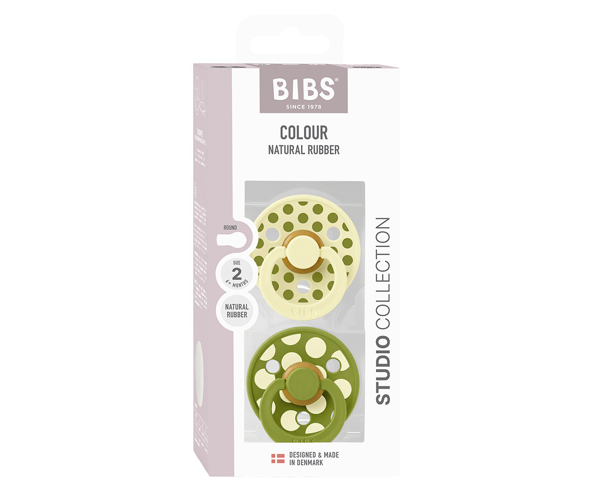 2 Chupetes BIBS Colour Round Polka Luna/Wasabi