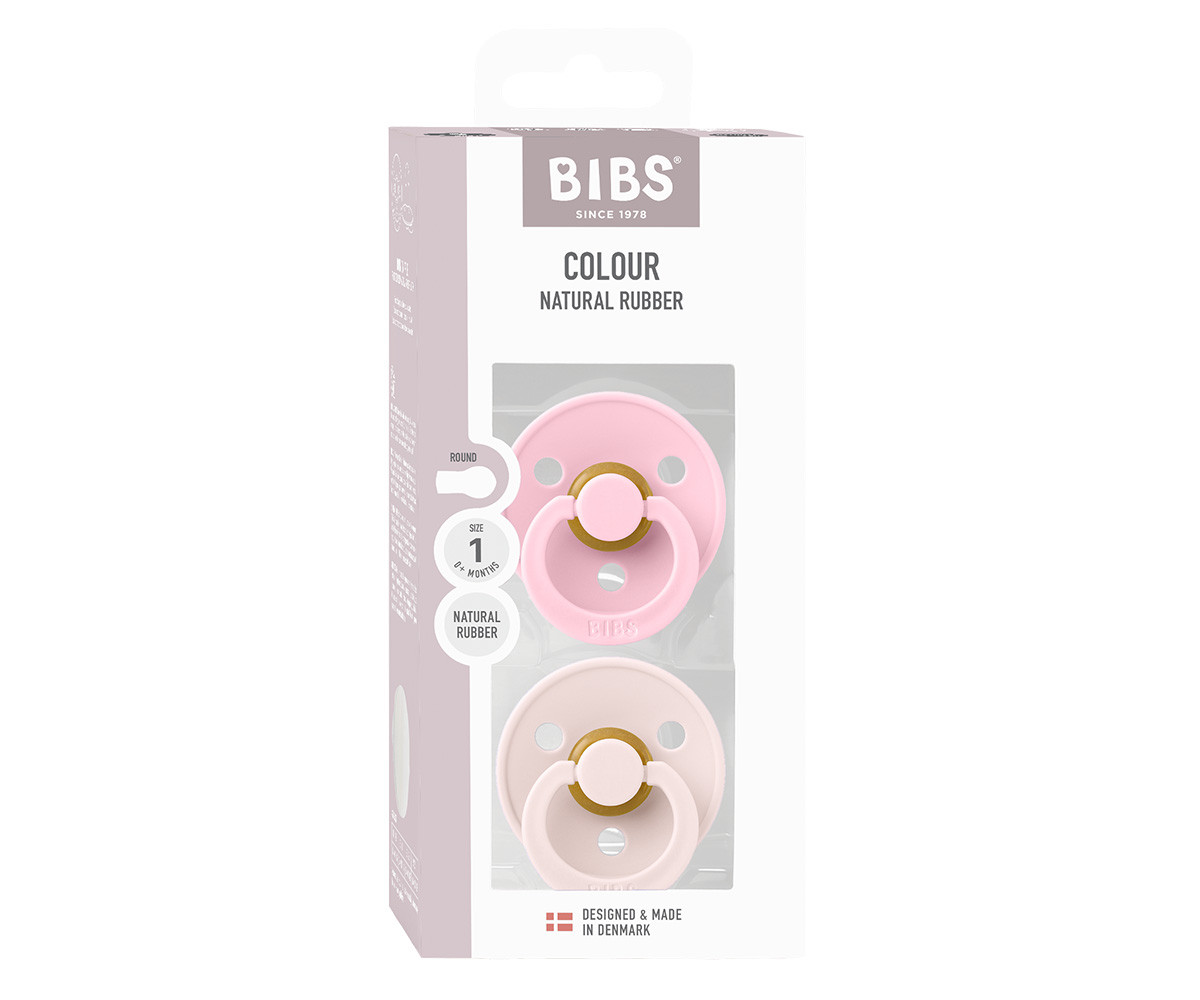 2 Chupetes BIBS Colour Round Petal/Baby Pink
