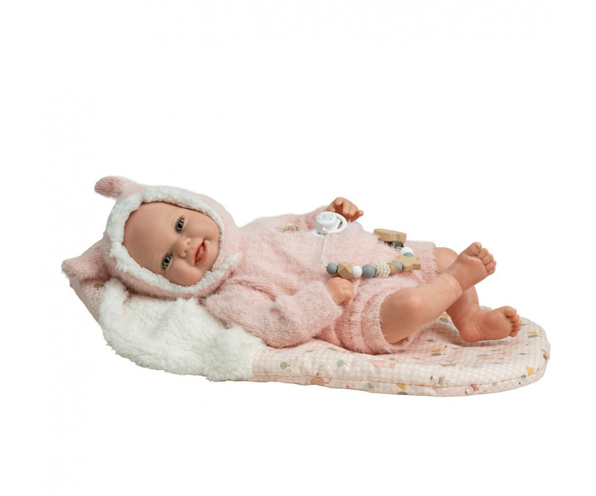 Muñeco Reborn Kira Rosa 45cm con Saco de Dormir