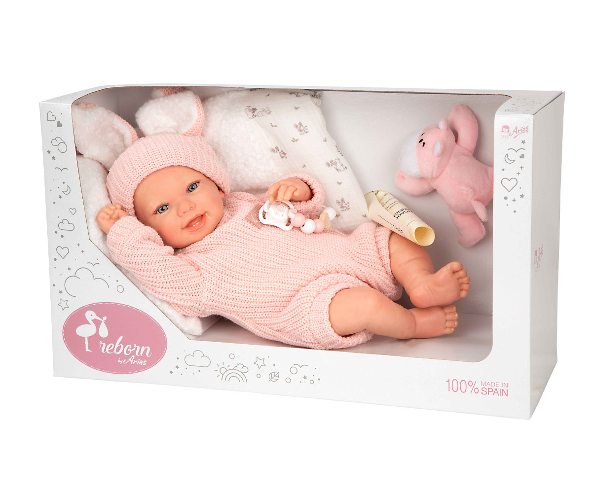 Reborn Lucía 45 cm con cojín y peluche