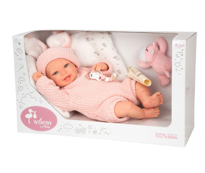 Reborn Lucía 45 cm con cojín y peluche