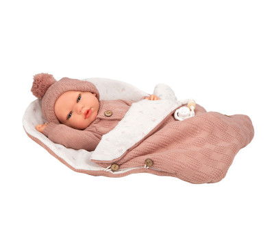 Muñeco Reborn Elba Rosa 40cm con Saco de Dormir