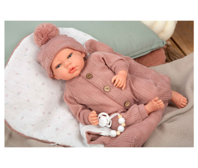 Muñeco Reborn Elba Rosa 40cm con Saco de Dormir