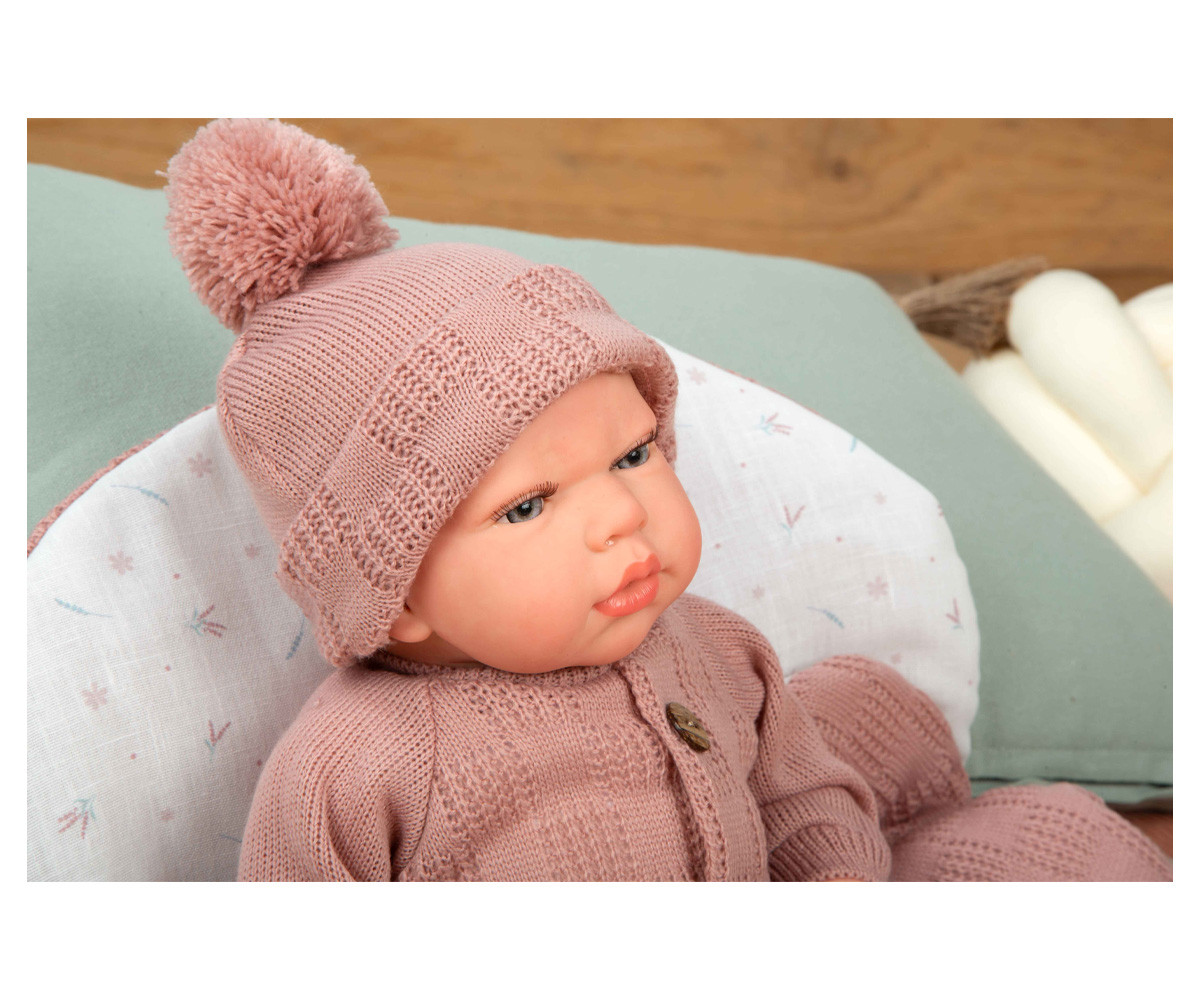 Muñeco Reborn Elba Rosa 40cm con Saco de Dormir