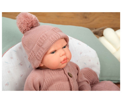 Muñeco Reborn Elba Rosa 40cm con Saco de Dormir
