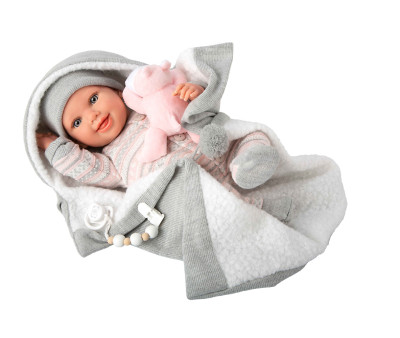 Muñeca Reborn Nadia Rosa 40cm con Manta y Peluche