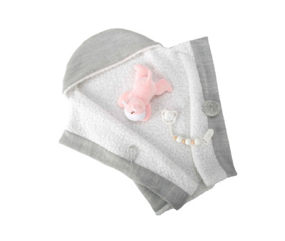 Muñeca Reborn Nadia Rosa 40cm con Manta y Peluche