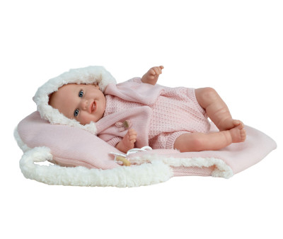 Muñeca Reborn Mabel Rosa 35cm con Saco Portabebé