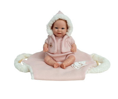 Muñeca Reborn Mabel Rosa 35cm con Saco Portabebé