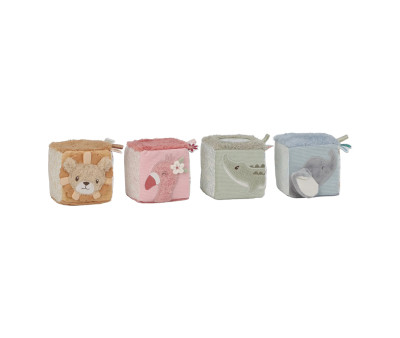4 Cubos Apilables Blanditos Safari Friends