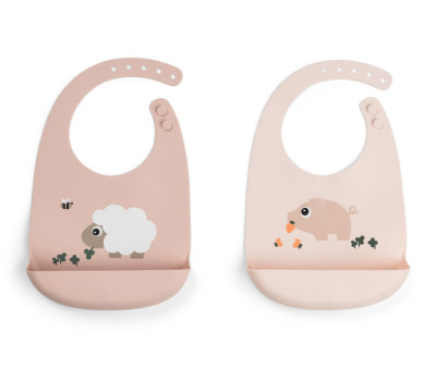 2 Baberos Silicona Tiny Farm Powder