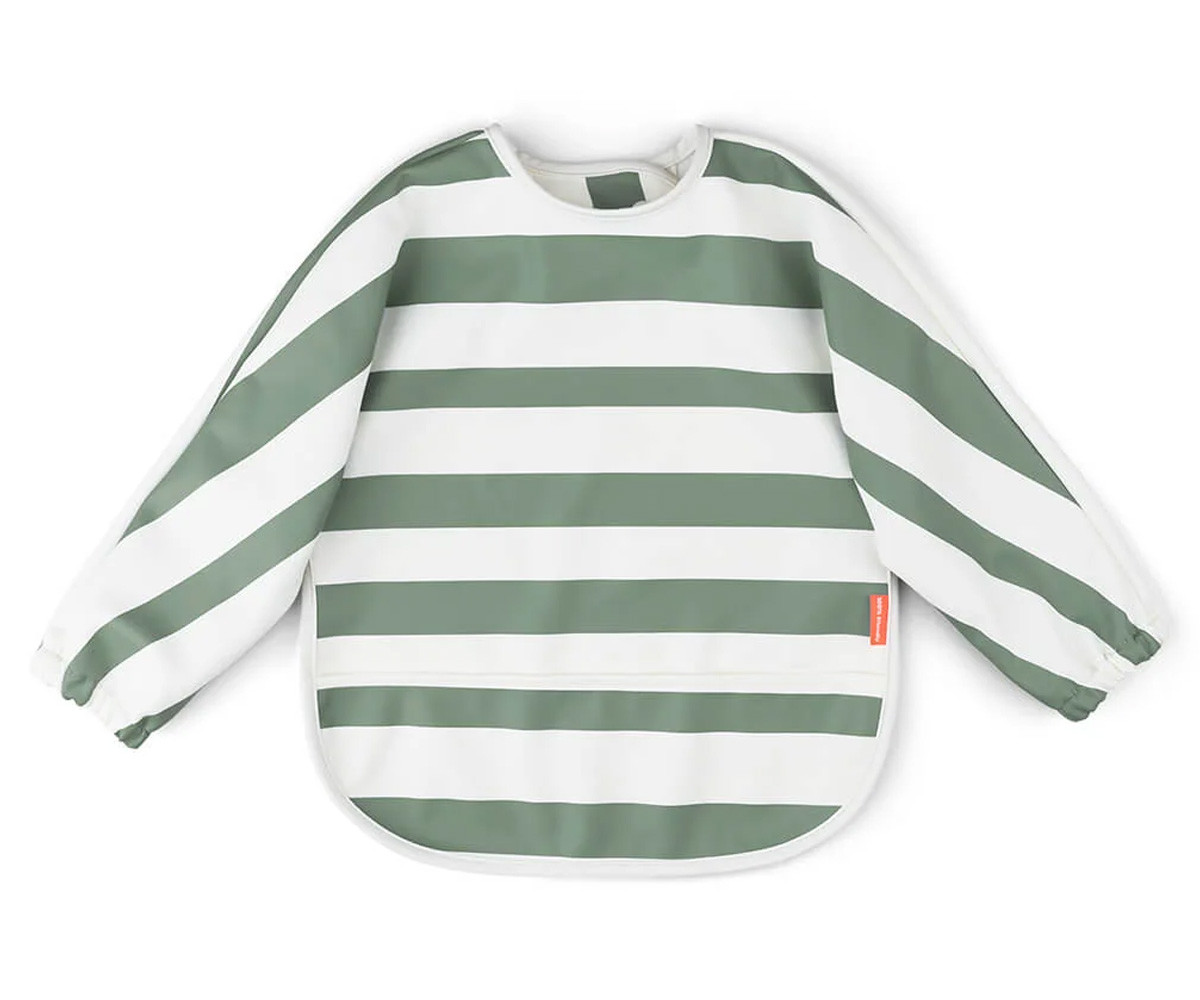 Babero con Mangas Rayas Verde 6-18m Personalizable