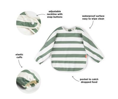 Babero con Mangas Rayas Verde 6-18m Personalizable