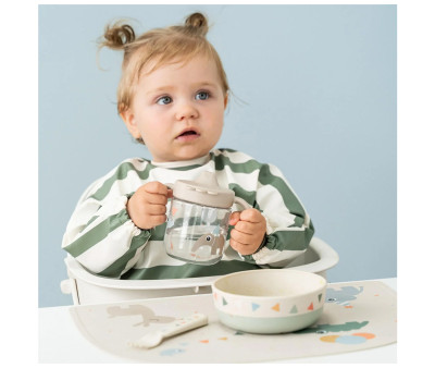 Babero con Mangas Rayas Verde 6-18m Personalizable