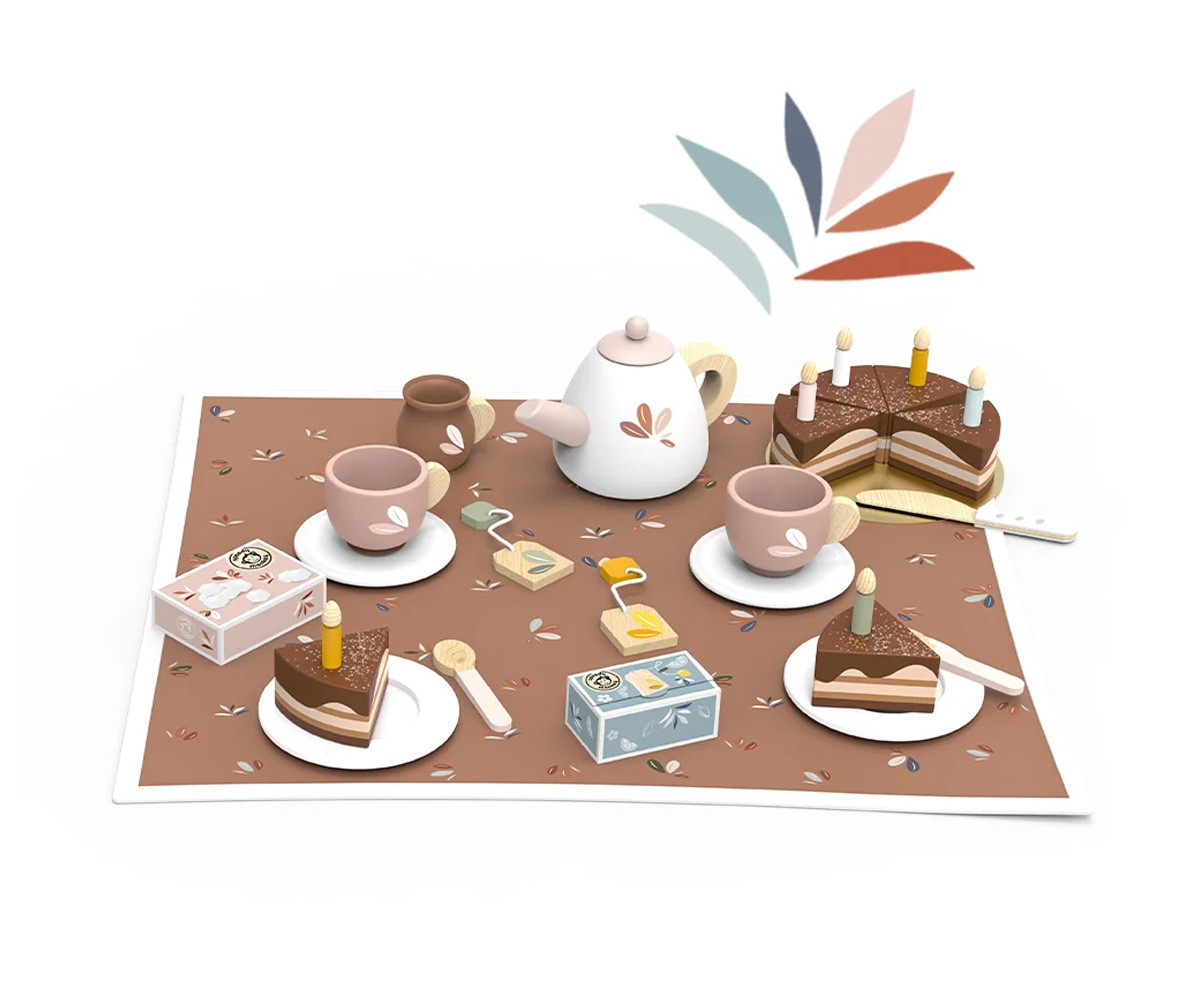 Set de Té de Madera Cumpleaños