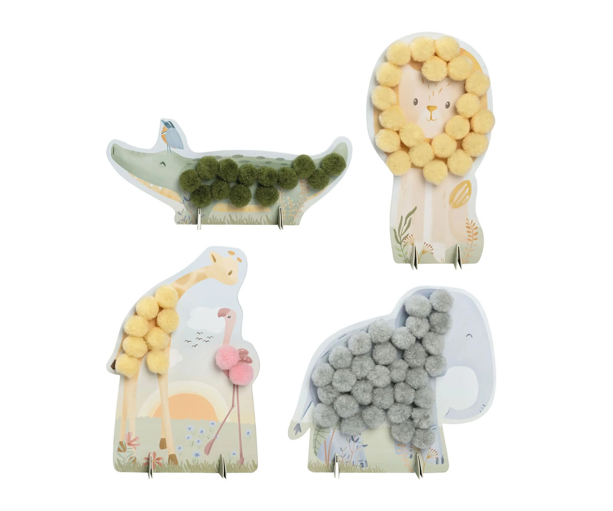 Tarjetas de Pompones Safari Friends