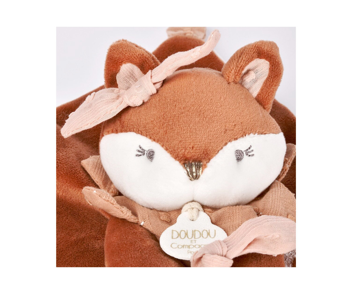 Caja Regalo Doudou Personalizable Zorro Mina con Sujetachupetes