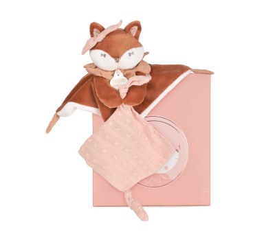 Caja Regalo Doudou Personalizable Zorro Mina con Sujetachupetes