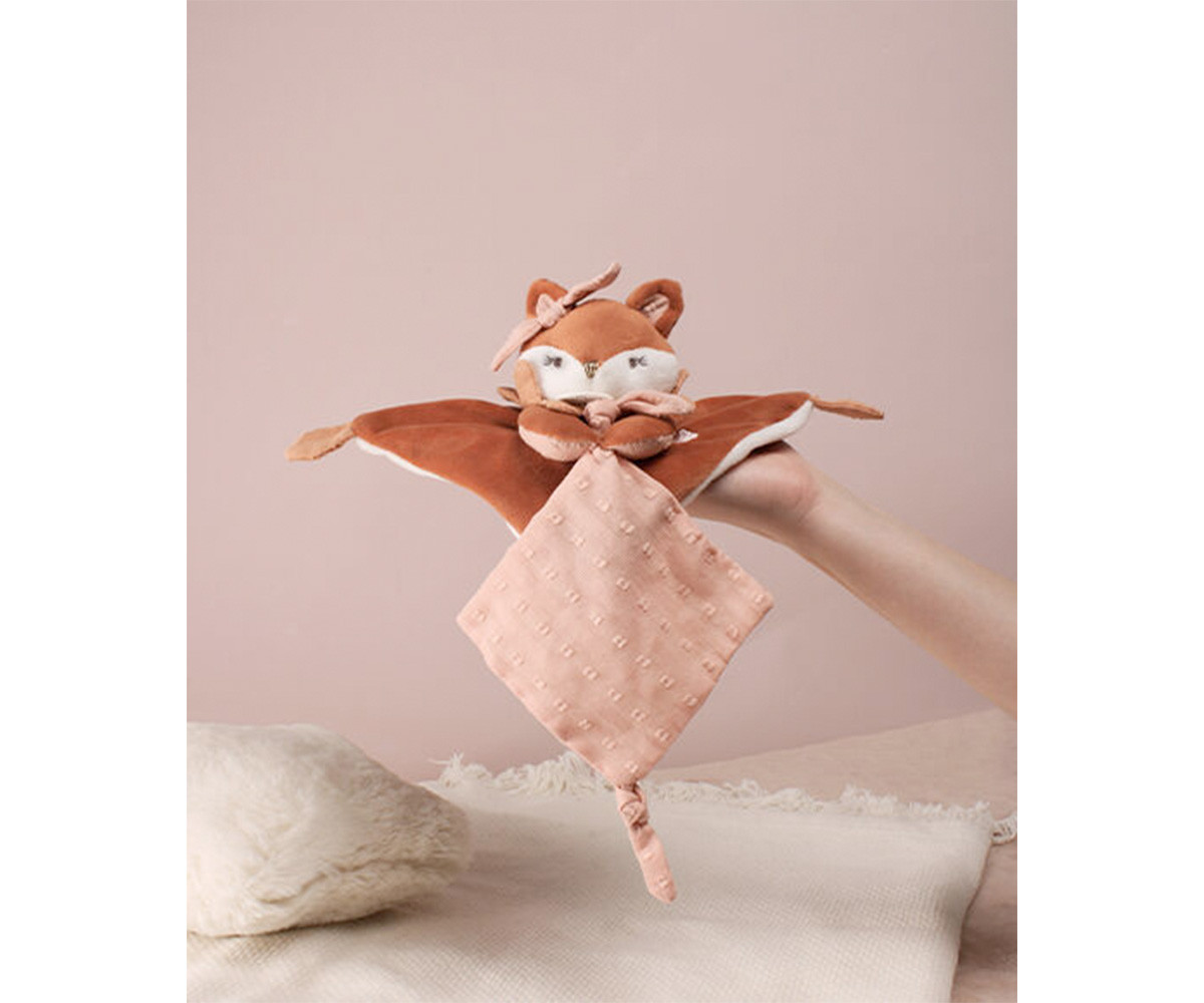 Caja Regalo Doudou Personalizable Zorro Mina con Sujetachupetes