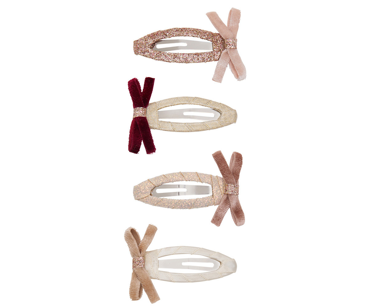 4 Clips de Pelo Skinny Velvet Bow