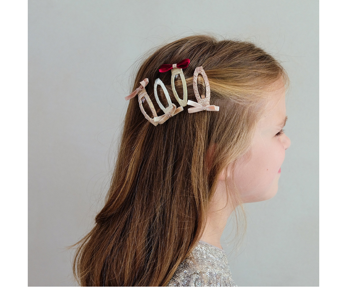 4 Clips de Pelo Skinny Velvet Bow