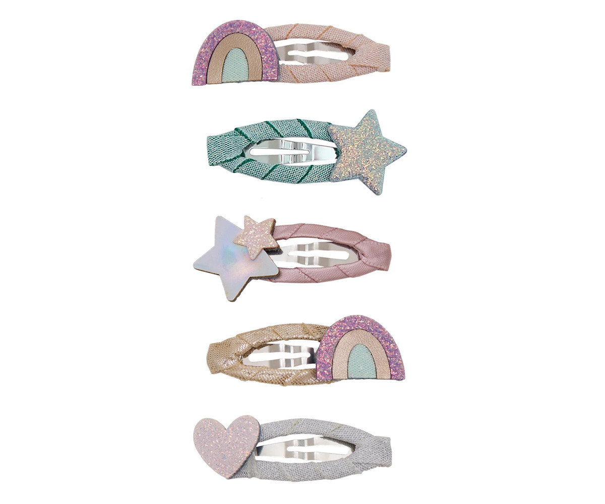 5 Mini Clips de Pelo Rainbow