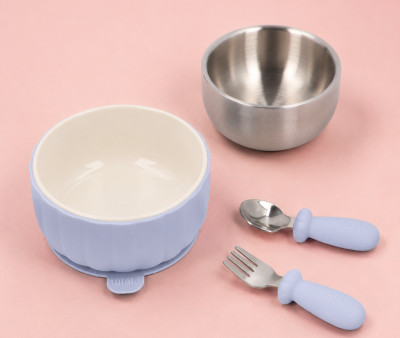 Conjunto de Presente de Nascimento - Louça de Aprendizagem Powder Blue