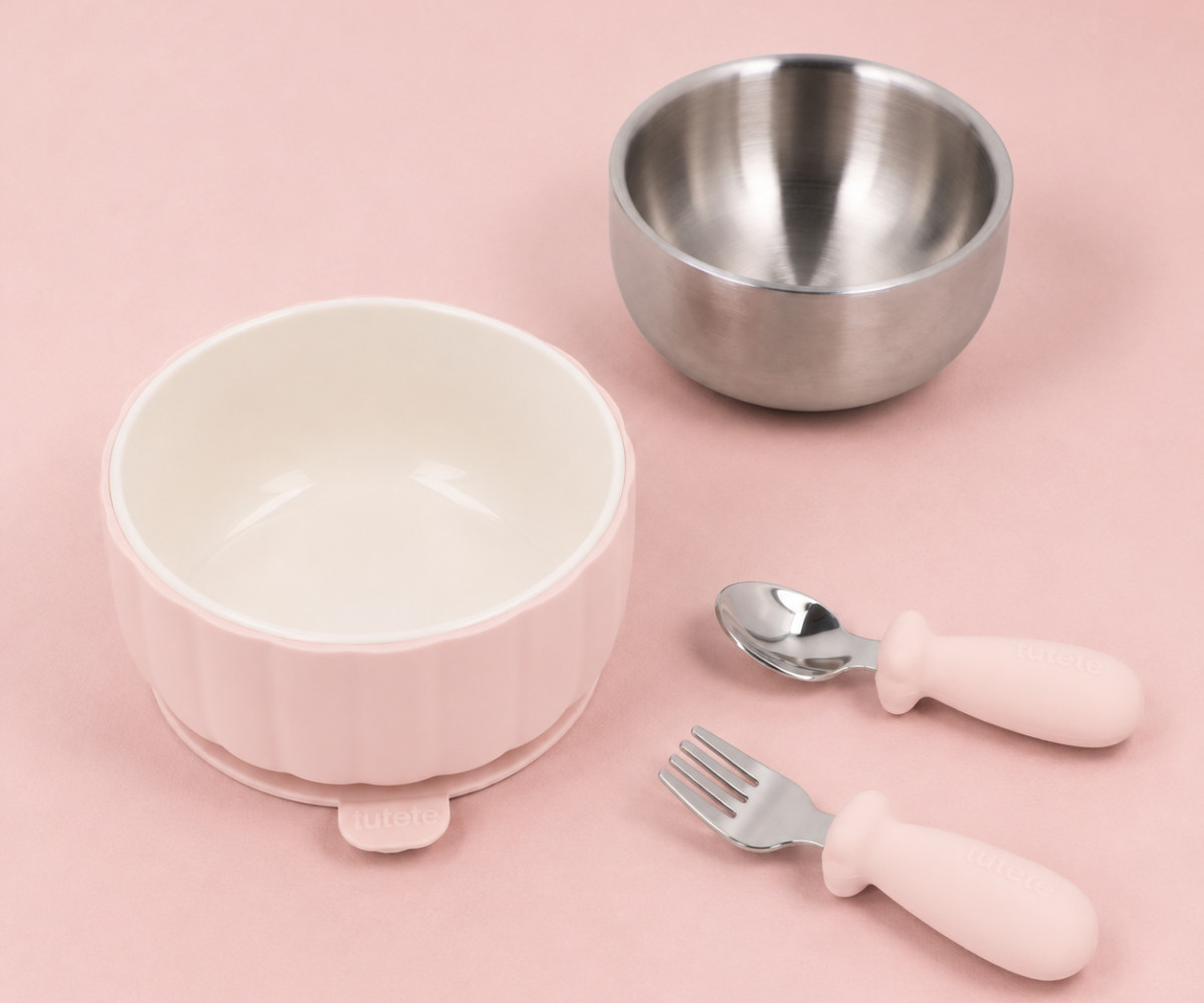 Conjunto de Presente de Nascimento – Louça de Aprendizagem Nude Rose