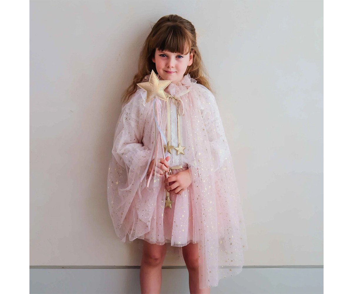 Capa Disfraz Princess Starry Tulle Pink