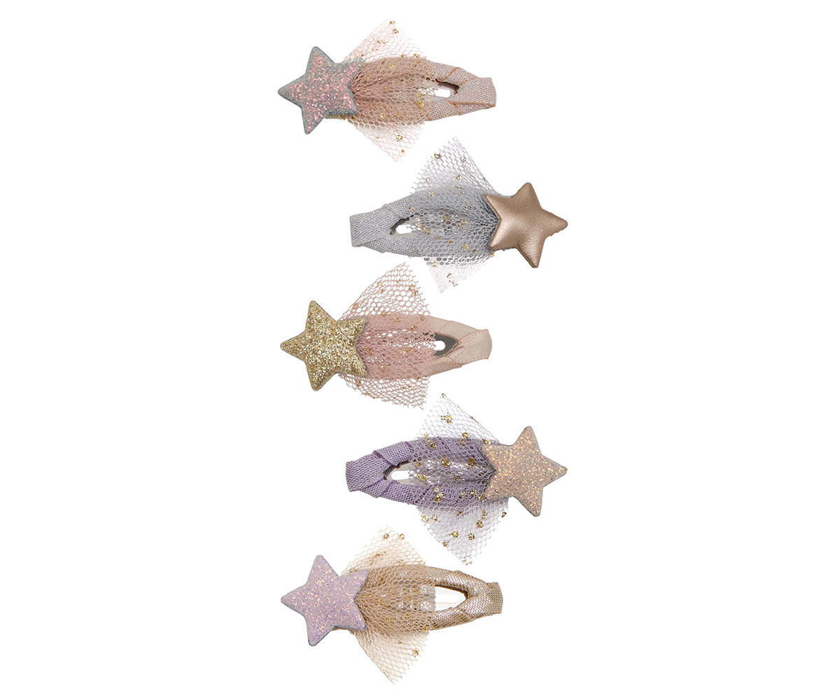 5 Mini Clips Tutu Stars Pastels