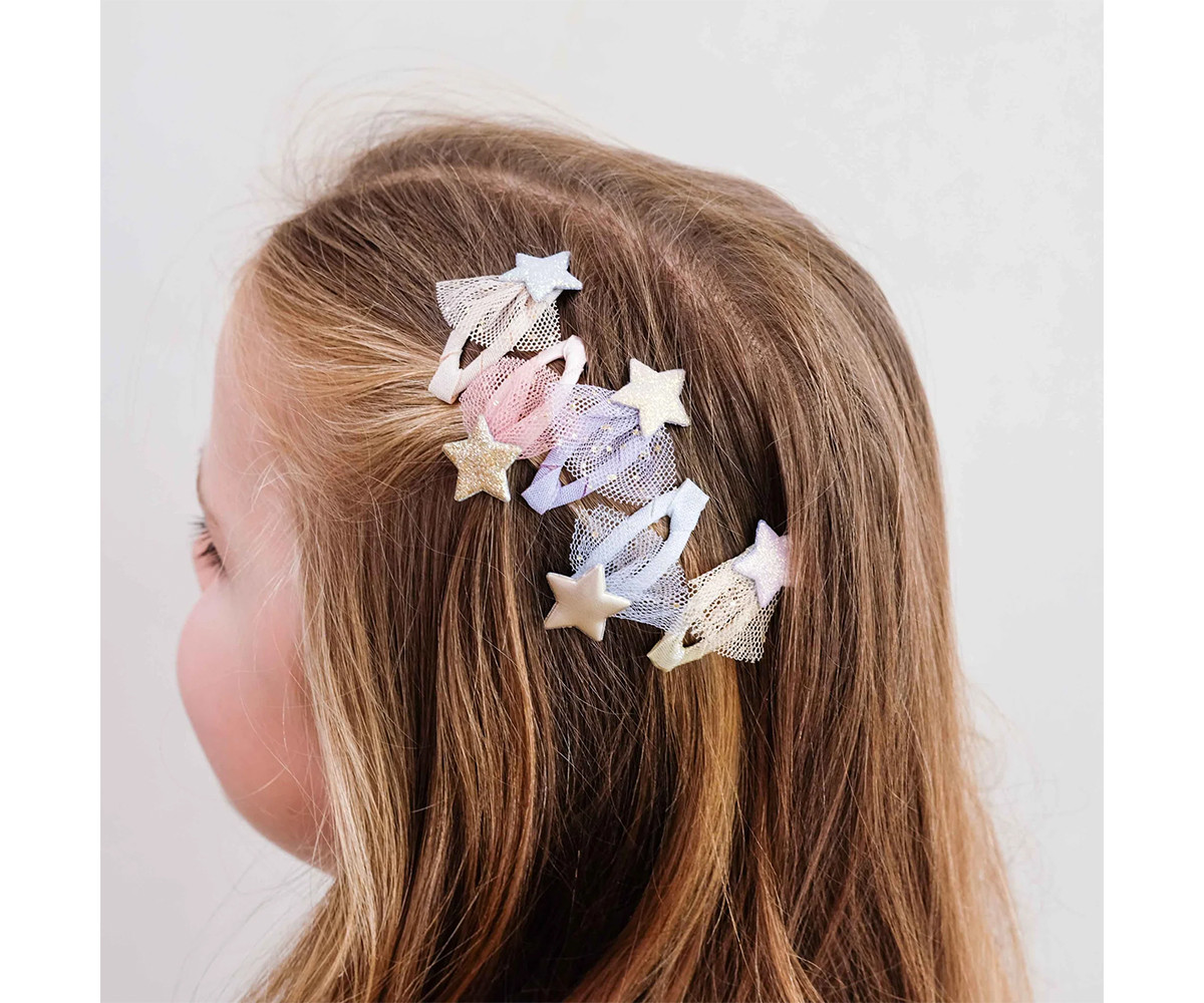 5 Mini Clips Tutu Stars Pastels