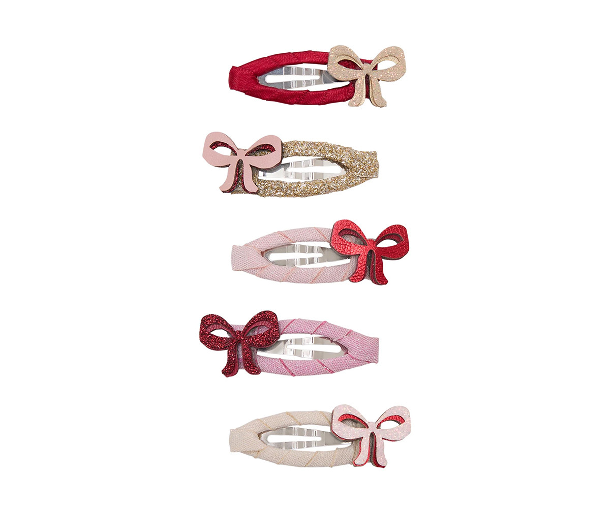 5 Mini Clips Cutesy Bow Red