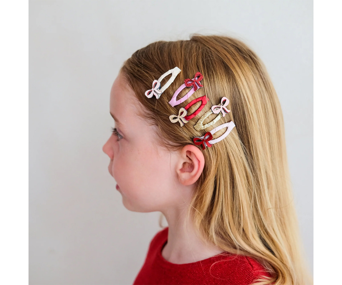 5 Mini Clips Cutesy Bow Red
