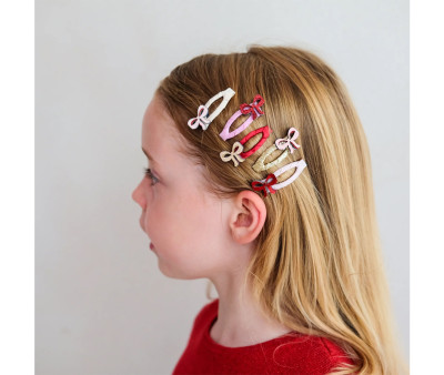 5 Mini Clips Cutesy Bow Red
