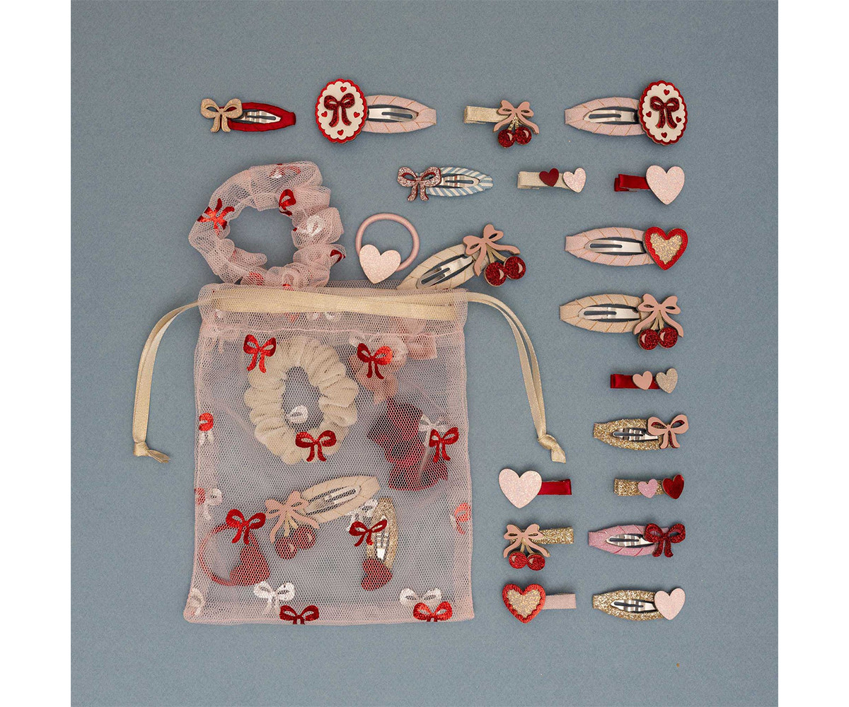 5 Mini Clips Cutesy Bow Red