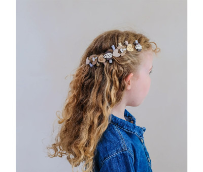 8 Mini Pinzas de Pelo Puppy Love Neutral