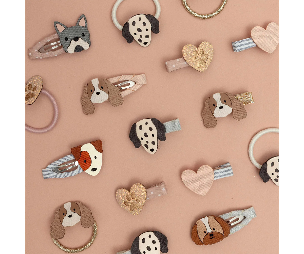 8 Mini Pinzas de Pelo Puppy Love Neutral